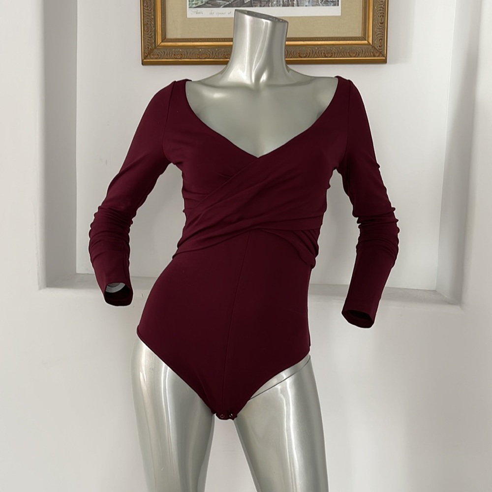 A.L.C  Long Sleeve Burgundy Bodysuit